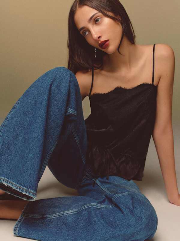 Silvia Silk Top - Black Jacquard